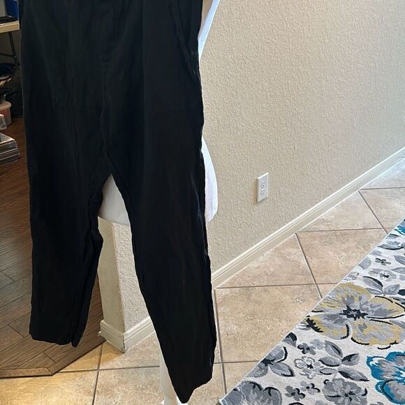 Enza Coza Women's 3/M Linen Easy Pants Solid Black Jogger Coastal Lightweight - Picture 4 of 9